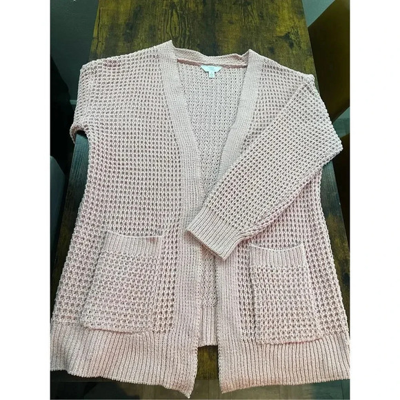 time and tru open front cardigan pink knit Size S - Picture 1 of 7